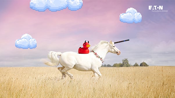 Devil Duck riding the PDUnicorn